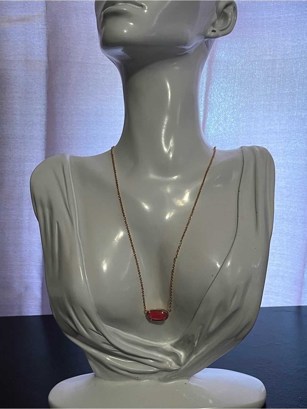 Kendra Scott Gold Necklace with Pink Oval Pendant